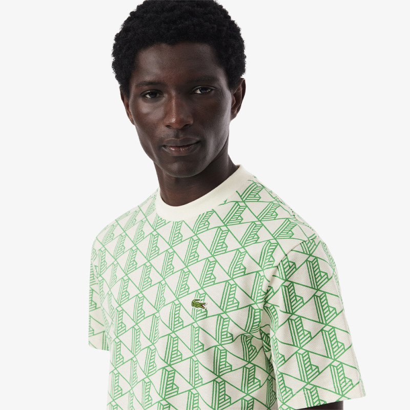 T-shirt Lacoste en coton monogramme blanc et vert – Élégance intemporelle et confort durable