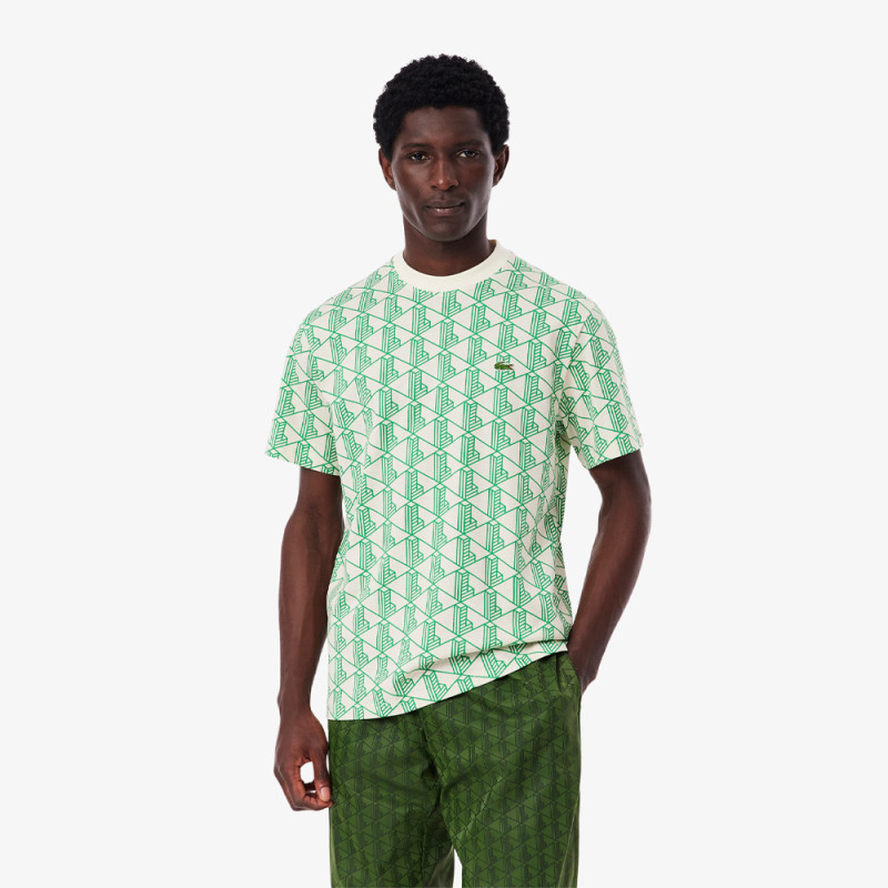 T-shirt Lacoste en coton monogramme blanc et vert – Élégance intemporelle et confort durable