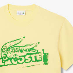 T-shirt Homme Lacoste Signature – Jaune – Jersey de Coton & Logo Imprimé