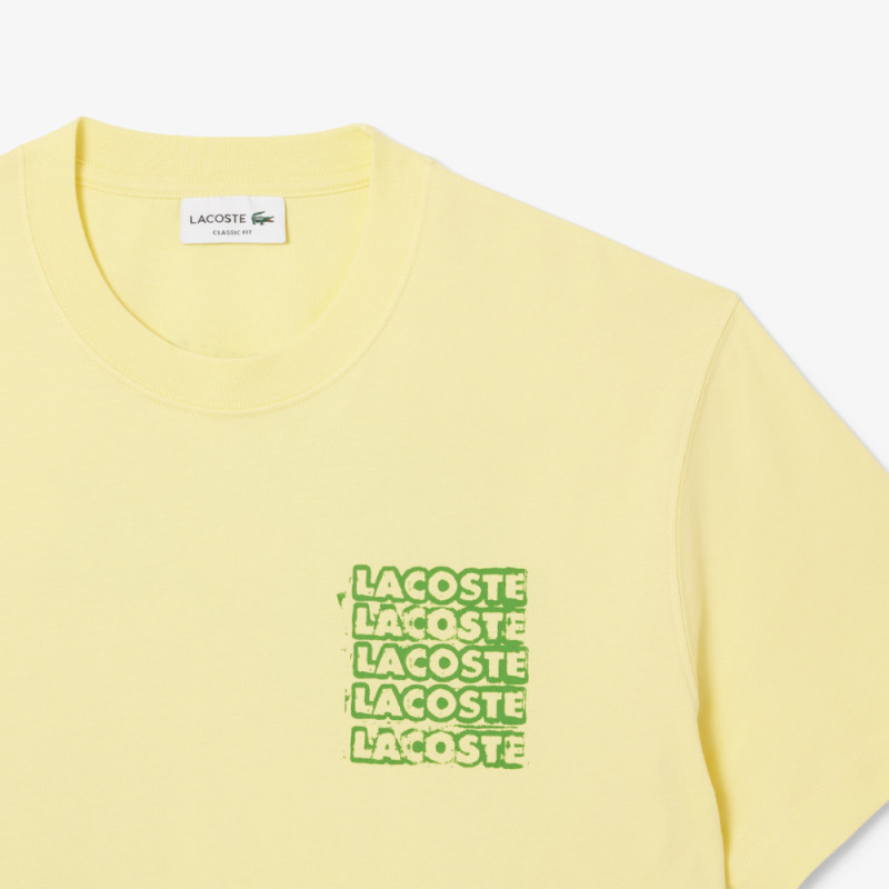 T-shirt Homme Lacoste Graphique – Jaune – Jersey de Coton Premium & Logo Stylisé