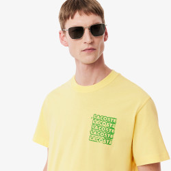 T-shirt Homme Lacoste Graphique – Jaune – Jersey de Coton Premium & Logo Stylisé