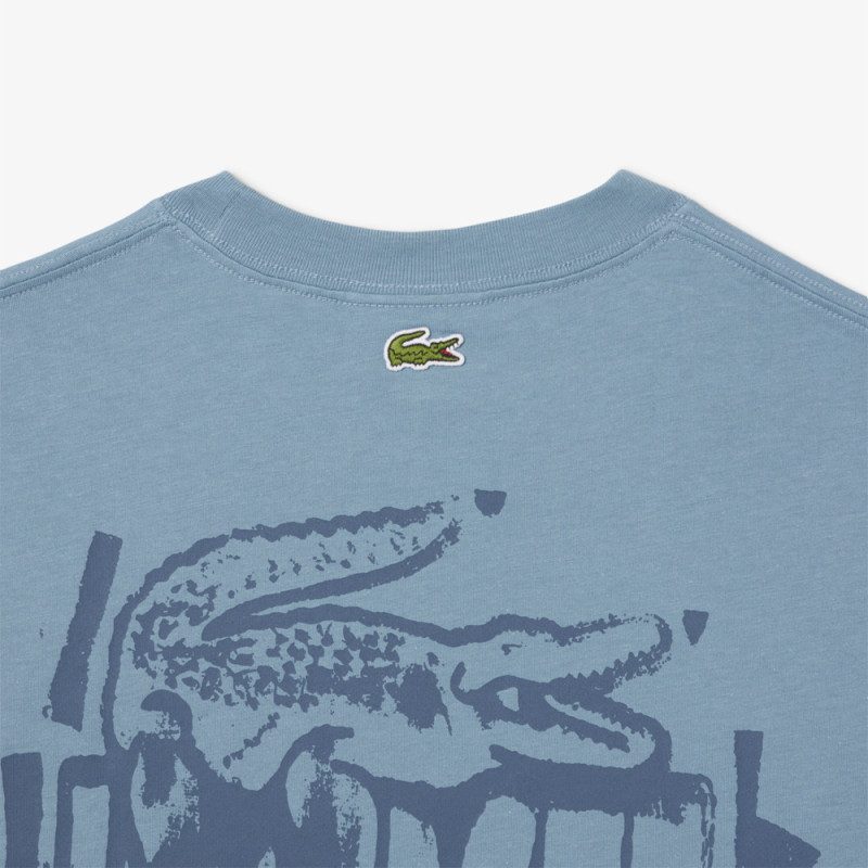 T-shirt Homme Lacoste Graphique – Bleu – Jersey de Coton Premium & Logo Stylisé