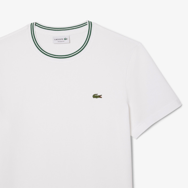 T-shirt Homme Lacoste – Blanc – Col Côtelé & Coton Premium – Regular Fit