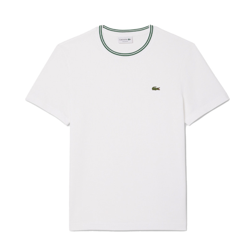 T-shirt Homme Lacoste – Blanc – Col Côtelé & Coton Premium – Regular Fit