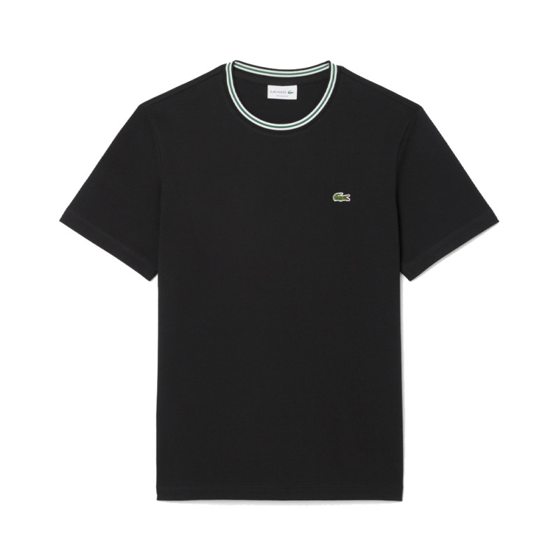 T-shirt Homme Lacoste – Noir – Col Côtelé & Coton Premium – Regular Fit