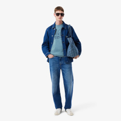 T-shirt Homme Lacoste Signature – Bleu – Jersey de Coton & Logo Imprimé