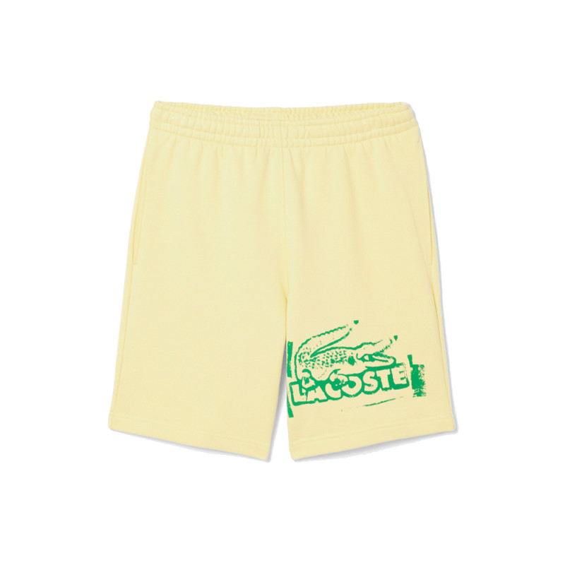 Short Homme Lacoste Graphique – Jaune – Molleton de Coton & Design Audacieux
