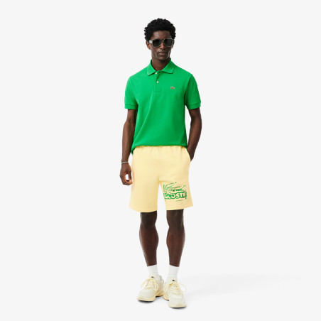 Short Homme Lacoste Graphique – Jaune – Molleton de Coton & Design Audacieux