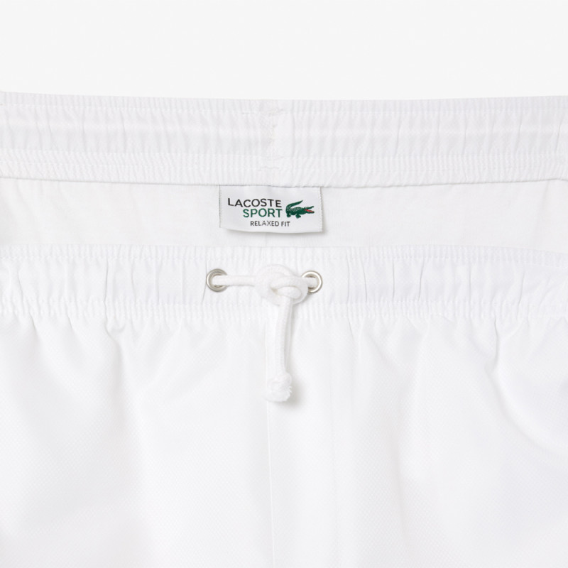 Short Homme Lacoste Sport – Blanc – Taffetas Diamanté Léger & Respirant