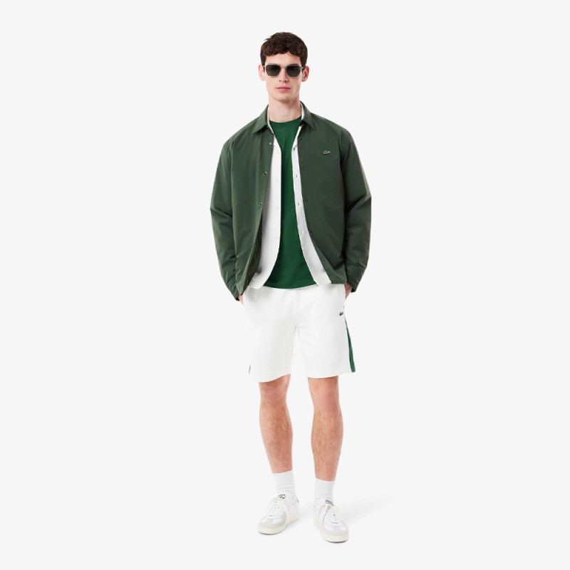 Short Homme Lacoste Color-Block Blanc & Vert – Molleton de Coton Doux & Style Sportif