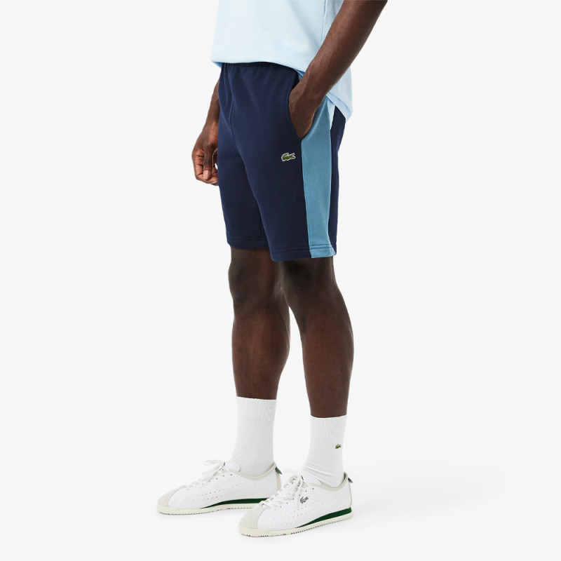 Short Homme Lacoste Color-Block Bleu – Molleton de Coton Doux & Style Sportif