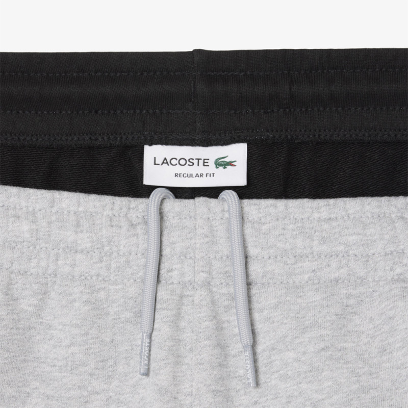 Short Homme Lacoste Color-Block Gris et Noir – Molleton de Coton Doux & Style Sportif