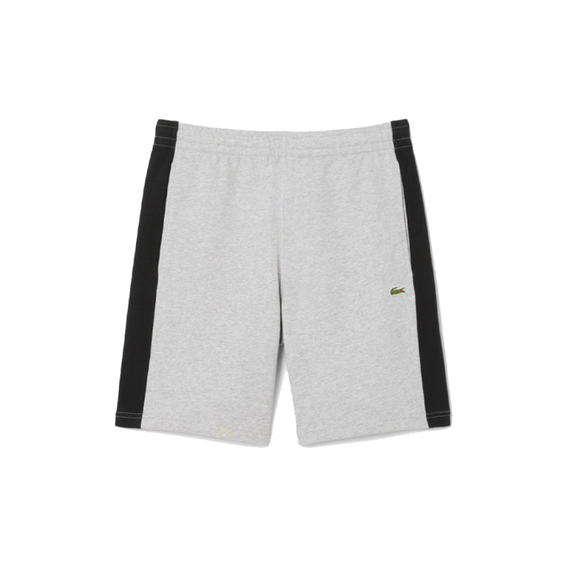 Short Homme Lacoste Color-Block Gris et Noir – Molleton de Coton Doux & Style Sportif