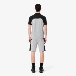 Short Homme Lacoste Color-Block Gris et Noir – Molleton de Coton Doux & Style Sportif