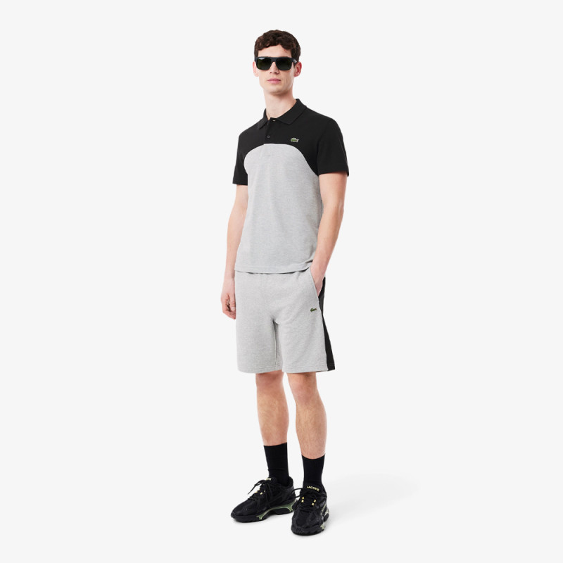 Short Homme Lacoste Color-Block Gris et Noir – Molleton de Coton Doux & Style Sportif