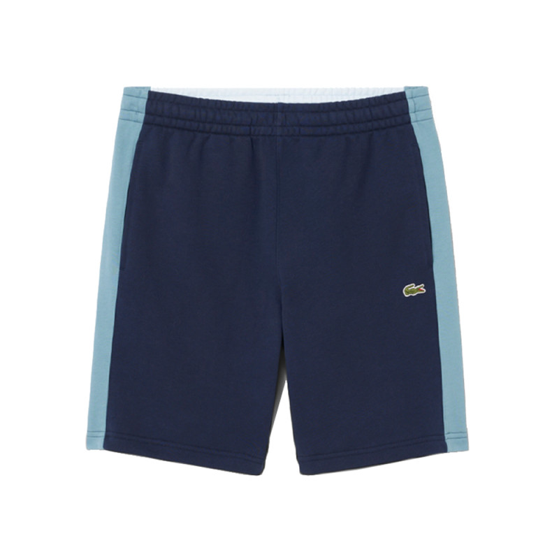 Short Homme Lacoste Color-Block Bleu – Molleton de Coton Doux & Style Sportif