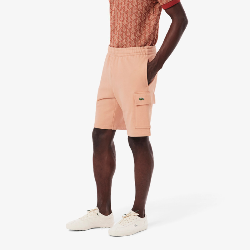 Short Homme Lacoste Cargo – Rose – Molleton de Coton Doux & Poches Fonctionnelles