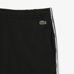 Short Homme Lacoste – Noir – Molleton de Coton & Liserés Griffés