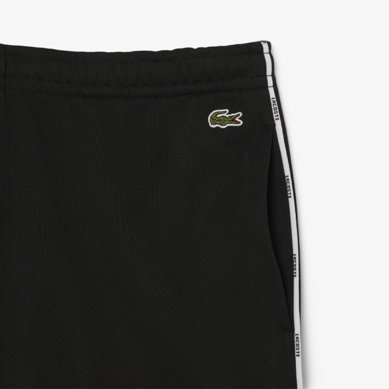Short Homme Lacoste – Noir – Molleton de Coton & Liserés Griffés