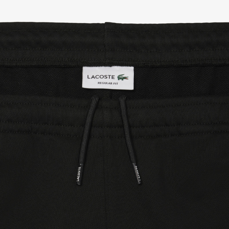 Short Homme Lacoste – Noir – Molleton de Coton & Liserés Griffés