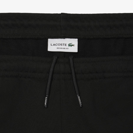 Short Homme Lacoste – Noir – Molleton de Coton & Liserés Griffés