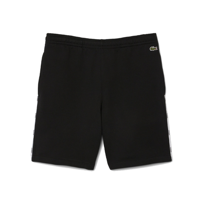 Short Homme Lacoste – Noir – Molleton de Coton & Liserés Griffés