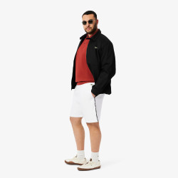 Short Homme Lacoste – Blanc – Molleton de Coton & Liserés Griffés