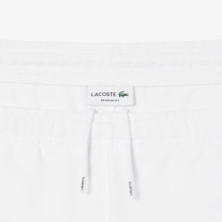 Short Homme Lacoste – Blanc – Molleton de Coton & Liserés Griffés