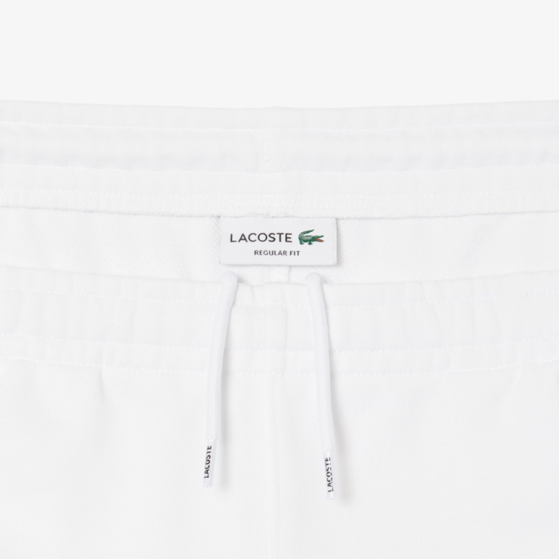 Short Homme Lacoste – Blanc – Molleton de Coton & Liserés Griffés