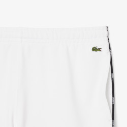 Short Homme Lacoste – Blanc – Molleton de Coton & Liserés Griffés