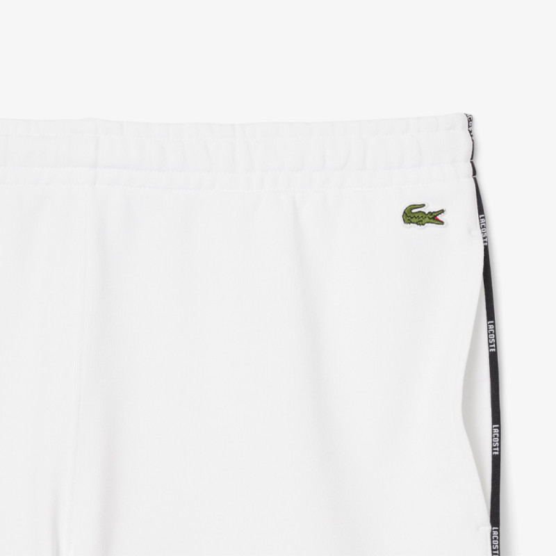 Short Homme Lacoste – Blanc – Molleton de Coton & Liserés Griffés