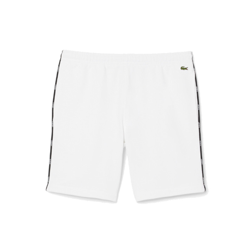 Short Homme Lacoste – Blanc – Molleton de Coton & Liserés Griffés