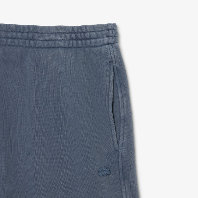 Short Homme Lacoste – Bleu Effet Délavé – Molleton de Coton Bio & Style Authentique