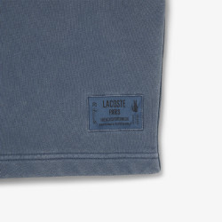 Short Homme Lacoste – Bleu Effet Délavé – Molleton de Coton Bio & Style Authentique