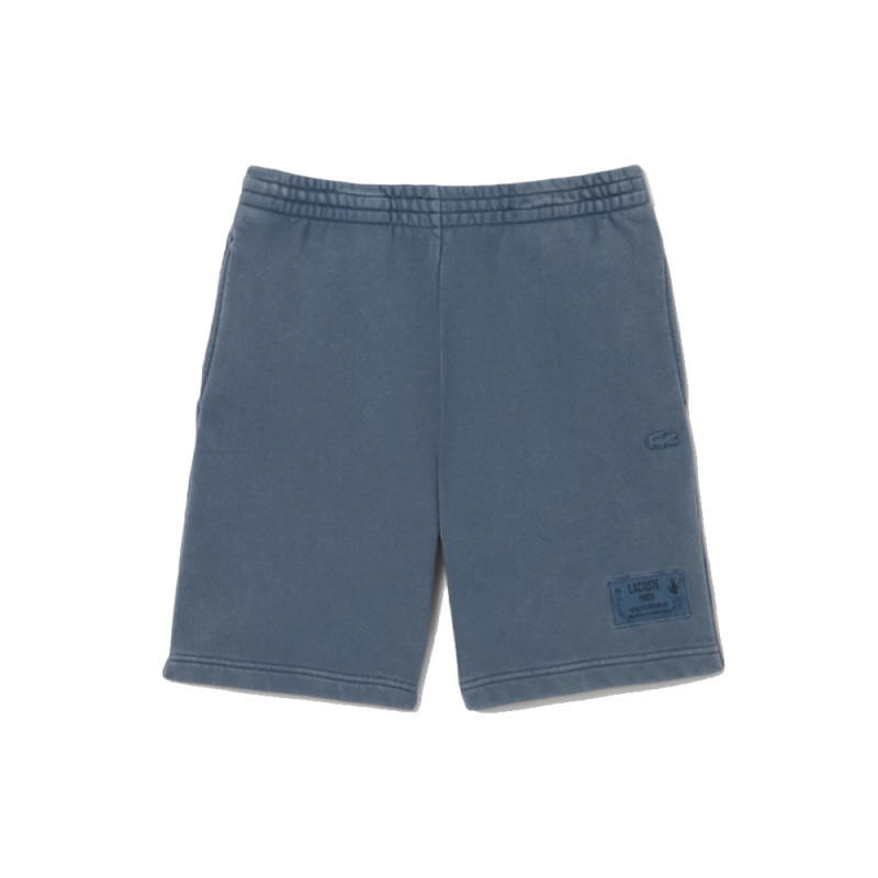 Short Homme Lacoste – Bleu Effet Délavé – Molleton de Coton Bio & Style Authentique