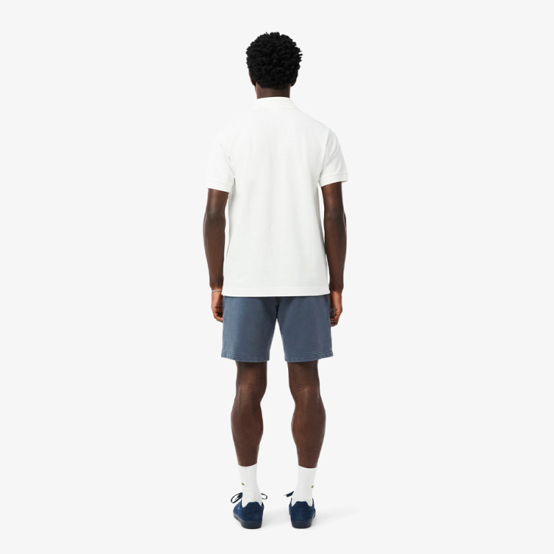Short Homme Lacoste – Bleu Effet Délavé – Molleton de Coton Bio & Style Authentique