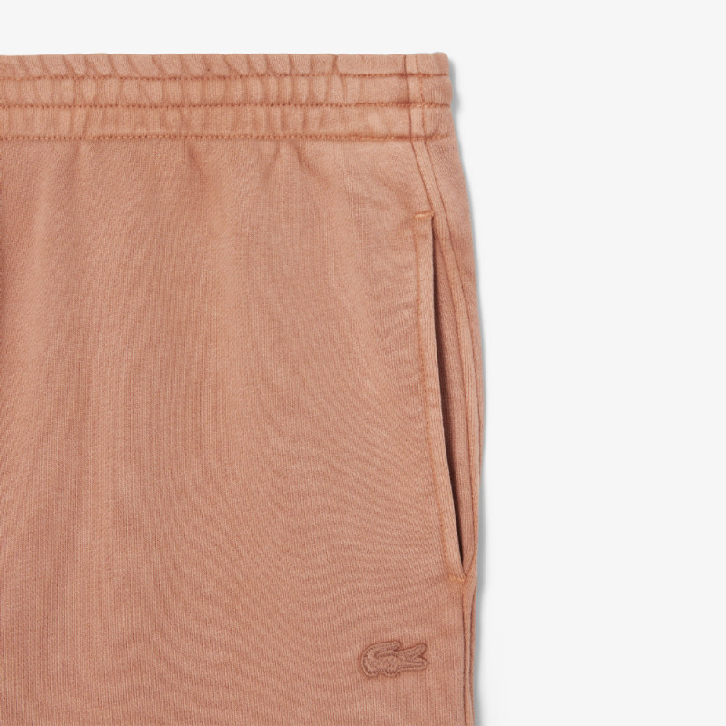Short Homme Lacoste – Marron Terracotta – Molleton de Coton Bio & Effet Délavé Unique