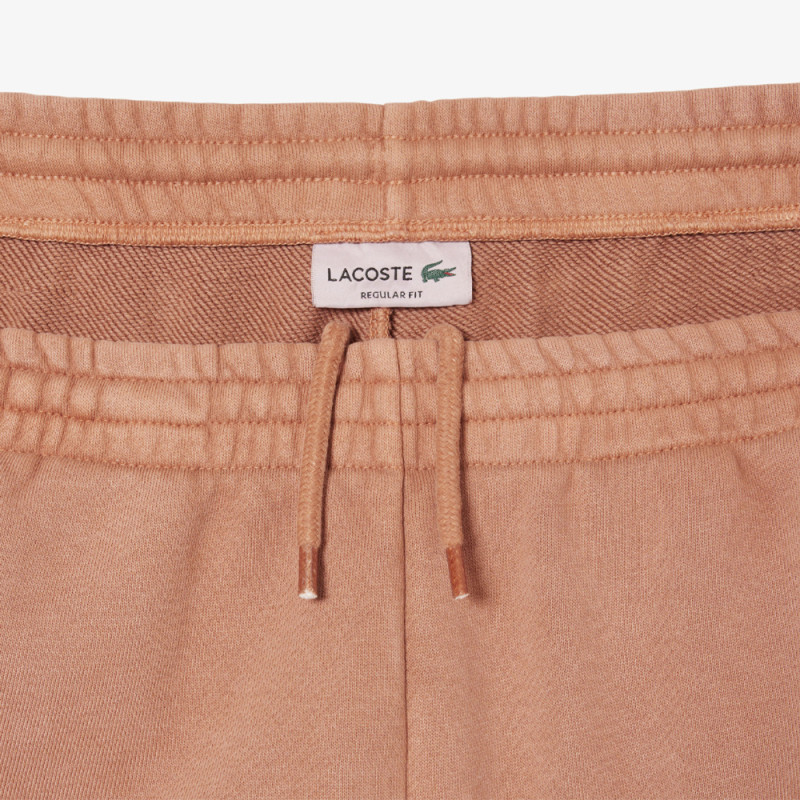 Short Homme Lacoste – Marron Terracotta – Molleton de Coton Bio & Effet Délavé Unique