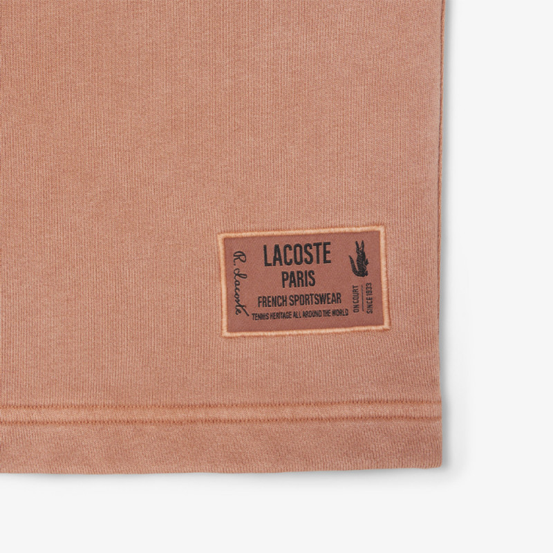 Short Homme Lacoste – Marron Terracotta – Molleton de Coton Bio & Effet Délavé Unique