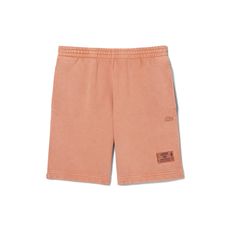 Short Homme Lacoste – Marron Terracotta – Molleton de Coton Bio & Effet Délavé Unique