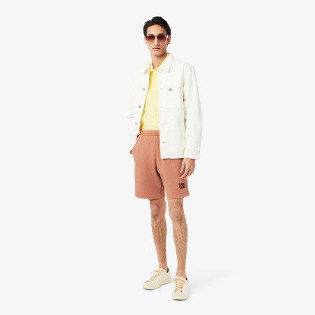 Short Homme Lacoste – Marron Terracotta – Molleton de Coton Bio & Effet Délavé Unique