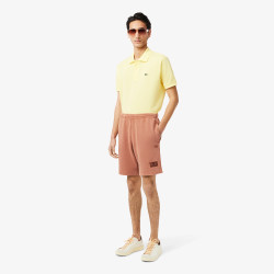 Short Homme Lacoste – Marron Terracotta – Molleton de Coton Bio & Effet Délavé Unique