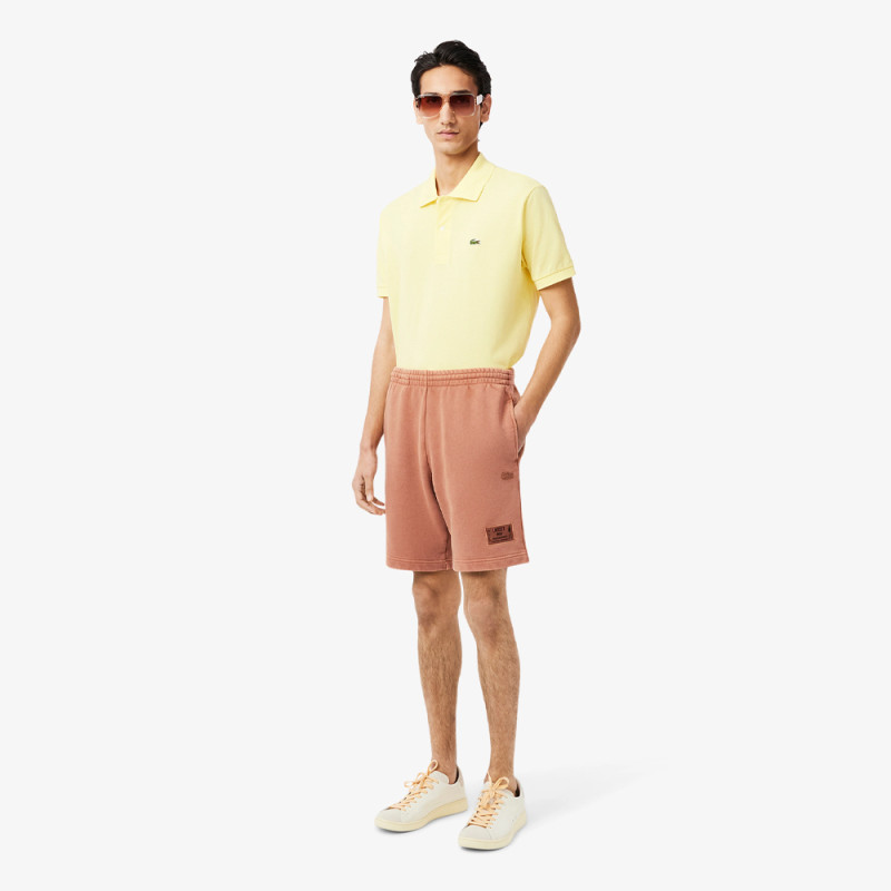 Short Homme Lacoste – Marron Terracotta – Molleton de Coton Bio & Effet Délavé Unique