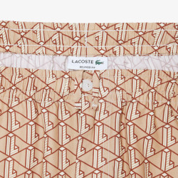 Short Homme Lacoste – Beige et Marron – Tissu Léger avec Imprimé Monogramme