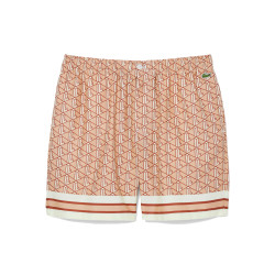Short Homme Lacoste – Beige et Marron – Tissu Léger avec Imprimé Monogramme