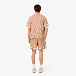 Short Homme Lacoste – Beige et Marron – Tissu Léger avec Imprimé Monogramme