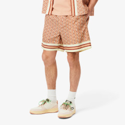Short Homme Lacoste – Beige et Marron – Tissu Léger avec Imprimé Monogramme