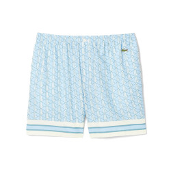 Short Homme Lacoste – Bleu et Blanc – Tissu Léger avec Imprimé Monogramme