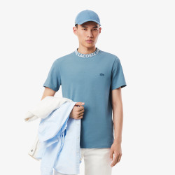 T-shirt Homme Lacoste – Bleu – Piqué Ultra-Léger & Col Jacquard Siglé