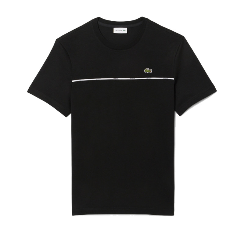 T-shirt Homme Lacoste – Noir – Jersey de Coton & Liseré Contrastant
